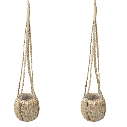 2PK Maine & Crawford Zain 76cm Seagrass Hanging Basket Display - Natural