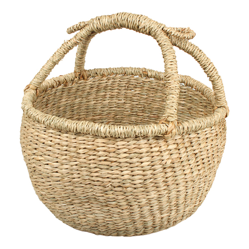 Maine & Crawford Ilonia Bolga 28cm Seagrass Picnic Basket w/ Handle - NTRL