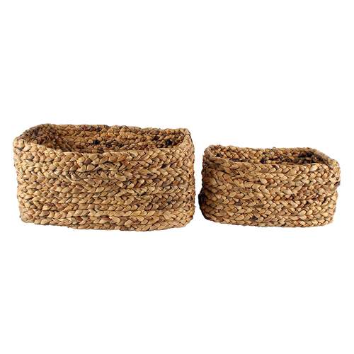 2pc Maine & Crawford Cariel 40/50cm Square Woven Basket - Natural