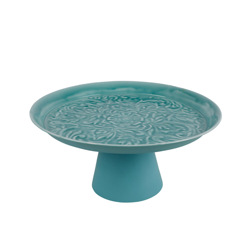Maine & Crawford Roe 32cm Embossed Cake Stand - Turquoise