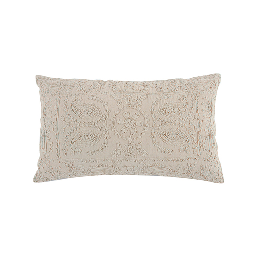 Maine & Crawford Heide 50x30cm Embroidered Cushion - Beige