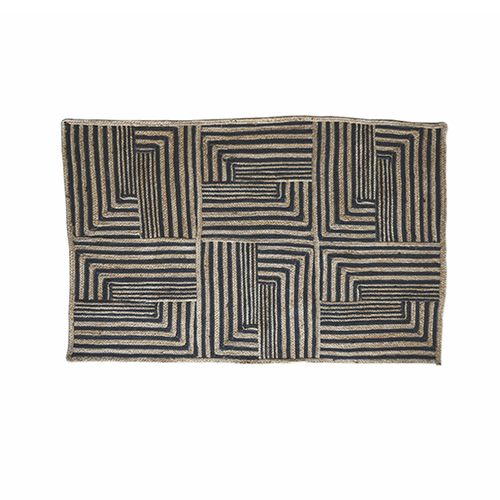 Maine & Crawford Ikram 90x60cm Jute Braided Rug - Black/Natural