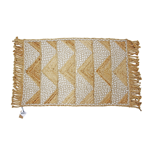 Maine & Crawford Laaj 90x60cm Jute Cotton Braided Rug - Natural/White