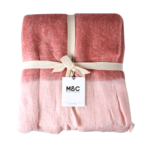 Maine & Crawford Baily 170x130cm Faux Mohair Throw w/ Fringing - Pink