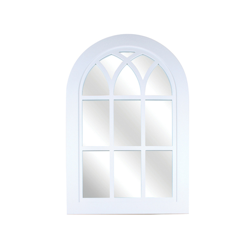 Maine & Crawford Ceather 91.4x61cm Wooden Arched Window Mirror - White