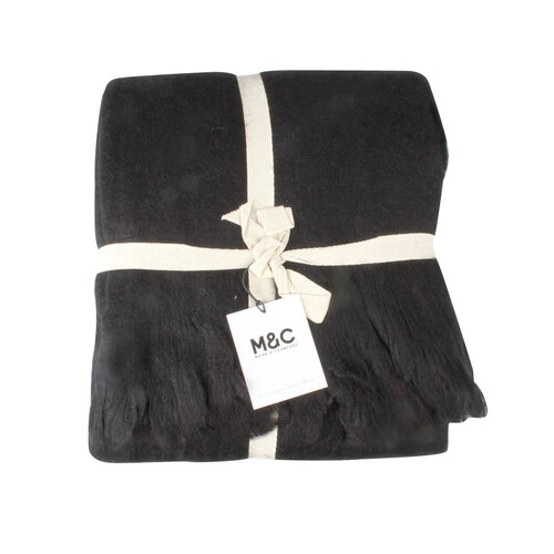Maine & Crawford Maci 170x130cm Super Plush Throw - Black