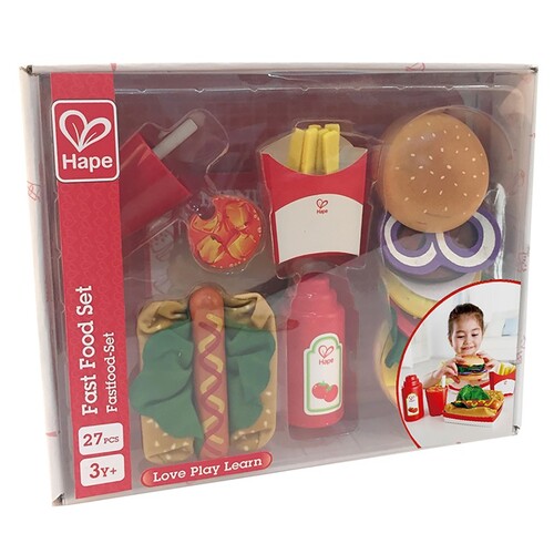 Hape Fast Food Set Kids Pretend Play Activity Toy 3+