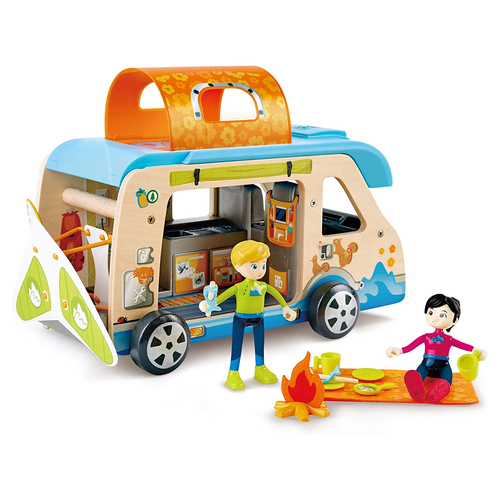 23pc Hape Wooden Adventure Van Set w/ Dolls Kids Toy 3y+