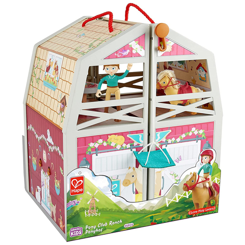 25pc Hape Pony Ranch Barn Stable Club Doll House Kids Toy 3y+