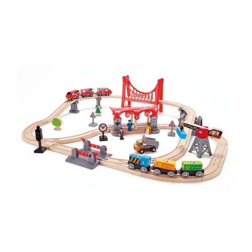 Hape Busy City Rail Set Pretend Play Kids/Toddler Toy 3+