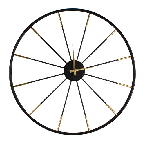 Maine & Crawford Yukie 65x3cm Metal Wall Clock - Black/Gold