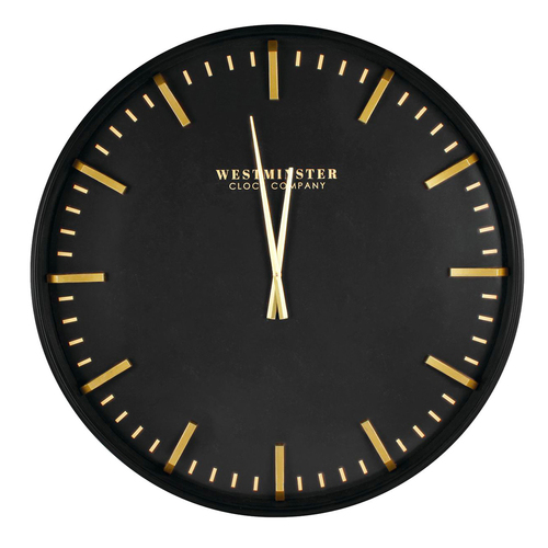 Maine & Crawford Mackenzie 76cm Plastic Silent Wall Clock - Black