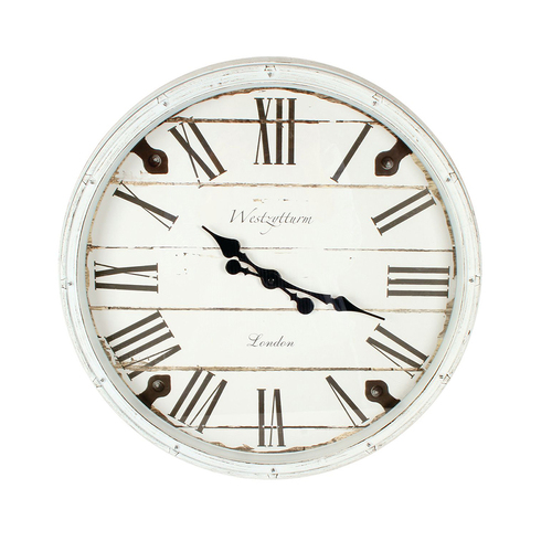Maine & Crawford Sabah 52cm Plastic Analogue Wall Clock - Antique White