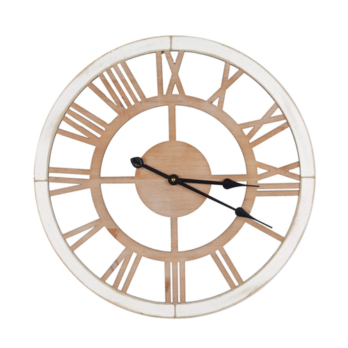 Maine & Crawford Elijah Roman Numeral 60cm Wall Clock - White/Natural
