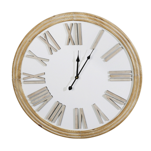 Maine & Crawford Lucas 60cm Analogue MDF Wall Clock - White/Natural