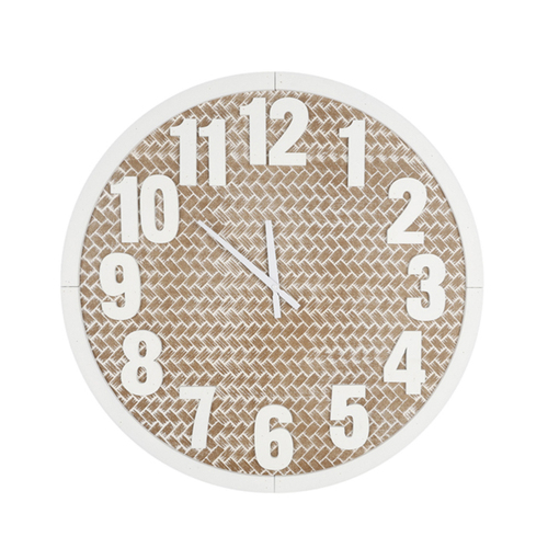 Maine & Crawford Logan Number 60cm MDF Analogue Wall Clock - White/Natural