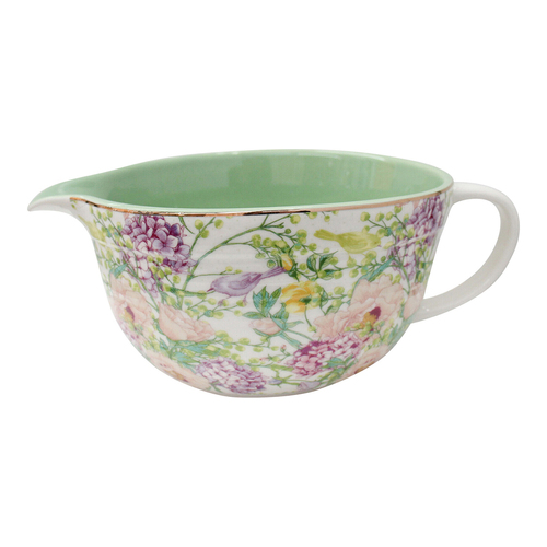 LVD Porcelain 27cm Mixing Jug Spring Floral w/ Handle - Green/White