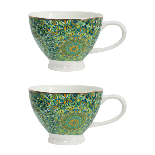 2PK LVD Aquamarine Porcelain 13.5cm Coffee/Tea Cup w/ Handle