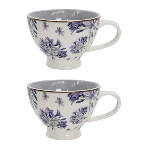 2PK LVD Agapantha Porcelain 13.5cm Coffee/Tea Cup w/ Handle Round