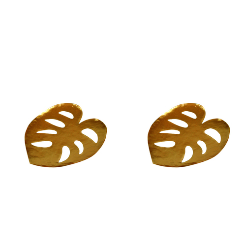 2PK Maine & Crawford Brinley 21cm Metal Leaf Plate Display - Gold