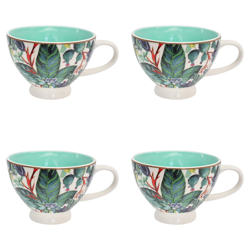 4PK LVD Tropics Porcelain 13.5cm Coffee/Tea Cup w/ Handle Round