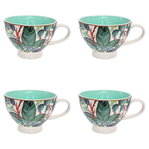4PK LVD Tropics Porcelain 13.5cm Coffee/Tea Cup w/ Handle Round