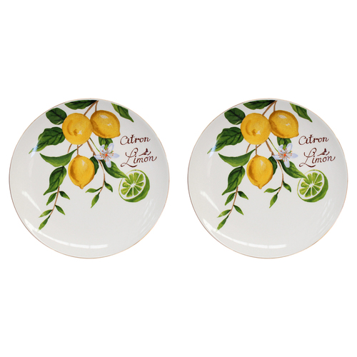 2PK LVD Lemon Porcelain 20cm Snack/Dessert Plate Dish Round