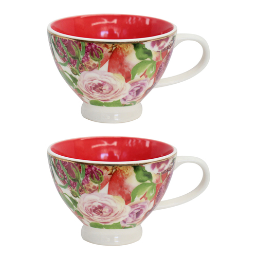 2PK LVD Pomegranate Porcelain 13.5cm Coffee/Tea Cup w/ Handle Round