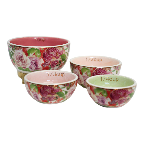 LVD 4pc Porcelain Measuring Cups Pomegranate Kitchen/Baking Set