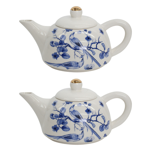 2PK LVD Orient Garden 19.5cm Teapot Porcelain Decorative Tea Brewing Pot