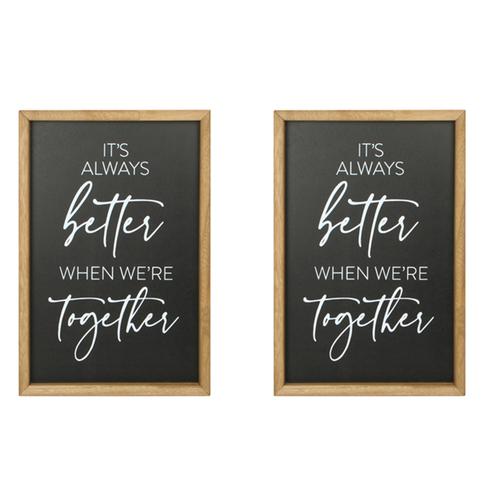 2PK Maine & Crawford MDF Better Together 36x24cm Plaque - Black