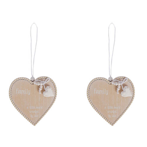 2PK Maine And Crawford Heart Shape Family Themed Hanging Plaque 26x14x2cm