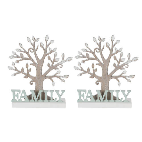 2PK Maine And Crawford Home Decor Family Tree Standing Plaque 21x16x4cm