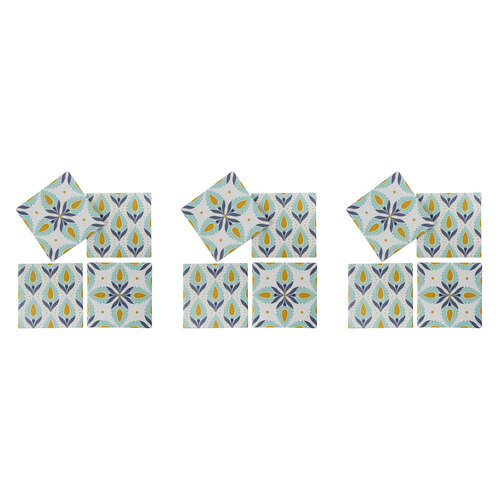 3x 4pc LVD Porcelain Coasters Turquoise Motif Home/Kitchen Decor 10cm Square