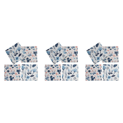 3x 4pc LVD Porcelain Coasters Cottage Blue Home/Kitchen Decor 10cm Square