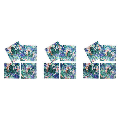 3x 4pc LVD Porcelain Coasters Tropics Home/Kitchen Decor 10cm Square