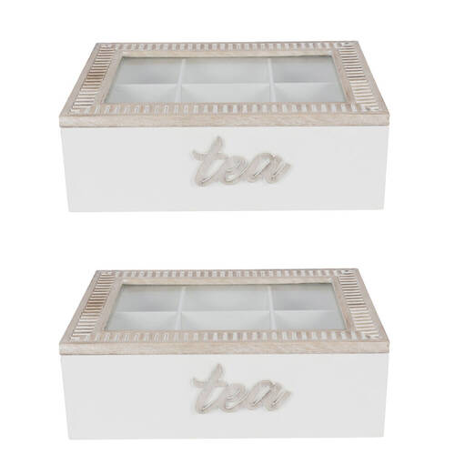 2PK Maine And Crawford Home Decor Tea Storage Chest Oragniser 23x18x8cm