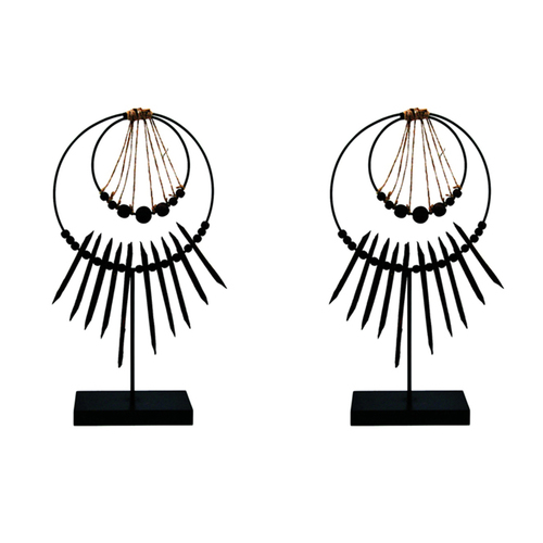 2PK Maine & Crawford 36x20cm Abimbola Neck Dress Decoration - Black