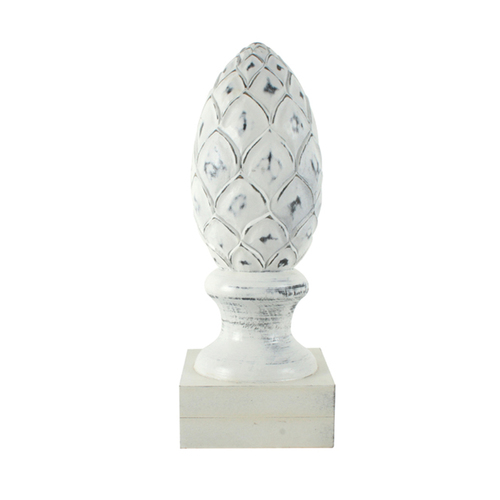 Maine & Crawford Holland 31x12cm Ornate Carved MDF Acorn - White