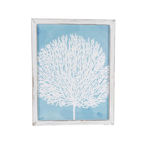 Maine And Crawford D1 Coral Blue and White Wall Artwork 45x35x2cm