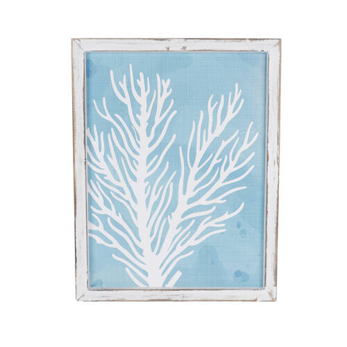 Maine And Crawford D4 Coral Blue and White Wall Artwork 45x35x2cm