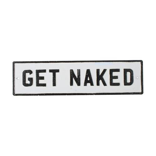 Maine & Crawford Wanda 35x9cm Cast Iron Get Naked Plaque - White