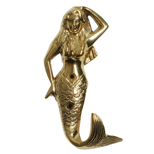 Maine & Crawford Belize 14x6cm Brass Mermaid Wall Hook