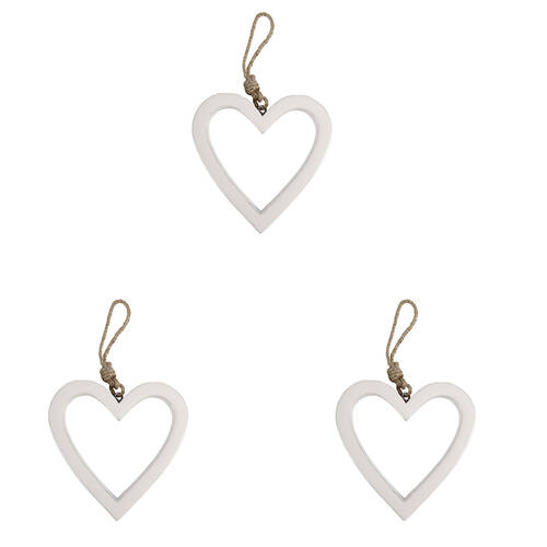 3PK Maine And Crawford Brushed White Kenzie Heart Shape Ornament 12x12cm