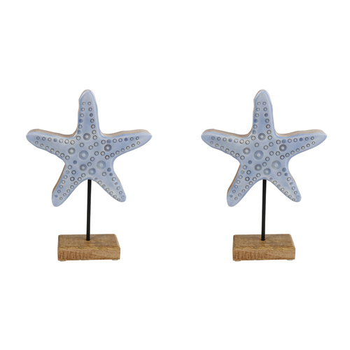 2PK Maine & Crawford 7 Seas Wooden 20cm Seastar Ornament - Blue