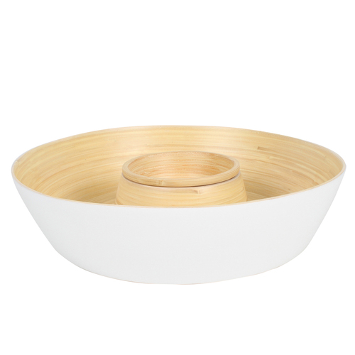Maine & Crawford Tai Pressed 33cm Chip N Dip Serving Bowl - White/Natural