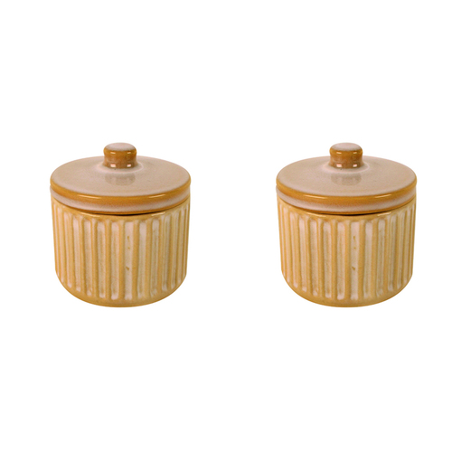 2PK Maine & Crawford 9cm Inuk Ceramic Can w/ Lid - Cream