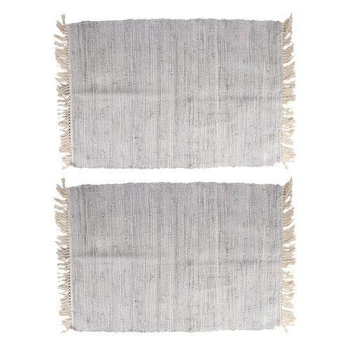 2PK Maine & Crawford Santorini 90x60cm Cotton Rug Floormat - Grey
