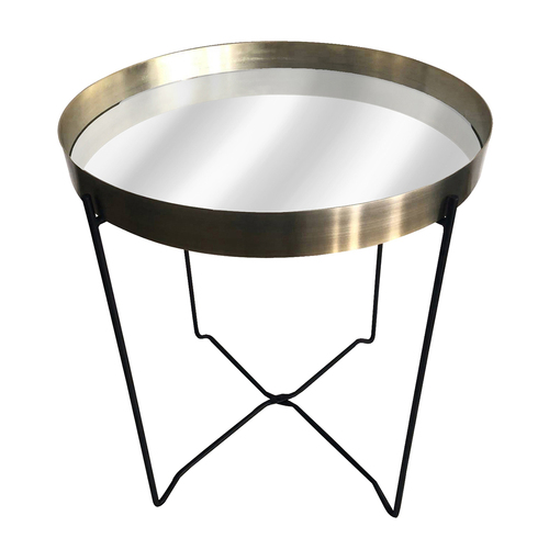Maine & Crawford Arabella 52x45cm Metal Mirror Side Table - Bronze