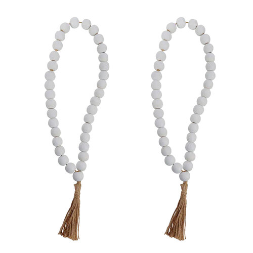 2PK Maine & Crawford Kelli Bead Garland Matte White 46x4x2cm
